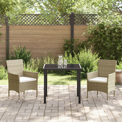 3-Delige Tuin Eetset Beige Poly Riet