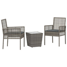 3-Delige Bistro Set Voor De Tuin Met Kussens Grijs Poly Rattan