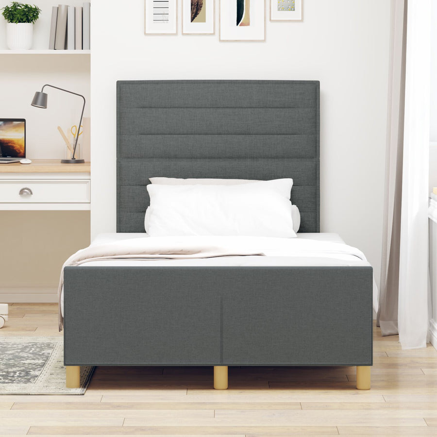 Bedframe Donkergrijs 120X200 Cm Stof Crème