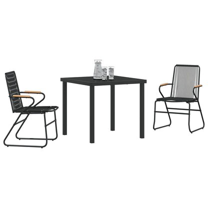 3-Delige Tuin Eetset Zwart Pvc Rattan