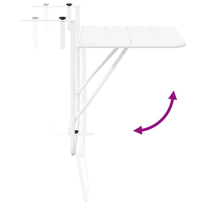 Hangende Balkon Tafel Opvouwbaar 60X40 Cm Staal Wit Lattenontwerp