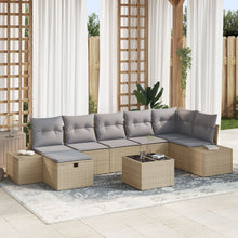8-Delige Tuinbankset Met Kussens Beige Poly Rattan