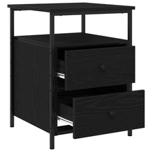 Nachtkastjes 2 Stuks Zwart Eiken 44X45X60 Cm Bewerkt Hout