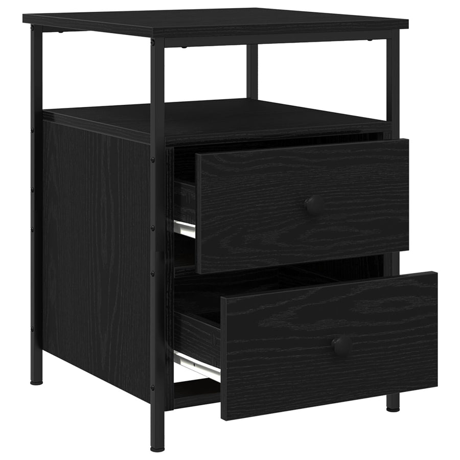 Nachtkastjes 2 Stuks Zwart Eiken 44X45X60 Cm Bewerkt Hout