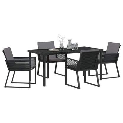 5-Delige Tuin Dining Set Met Kussens Zwart Poly Rattan
