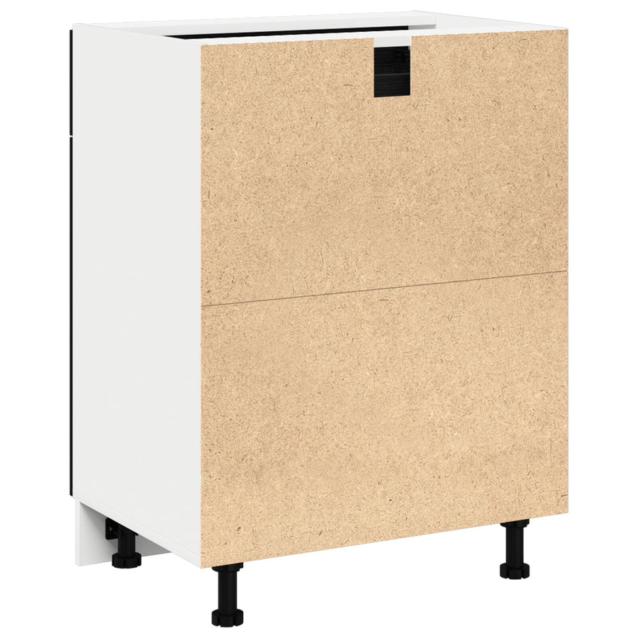 Zwarte Eiken Lades Onderkast - 60X46X81.5 Cm Gemaakt Van Bewerkt Hout