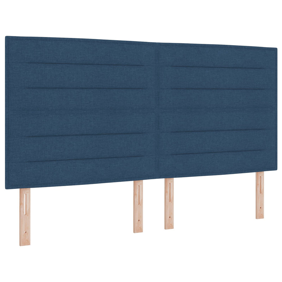 Boxspring Bed Met Matras & Bank Blauw 180X200 Cm Stof Crème