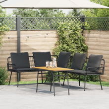 2-Delige Tuinbank Set Met Kussens Poly Rattan Zwart Bank + tafel