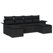 6-Delige Tuin Sofa Set Met Kussens Zwart Poly Rattan