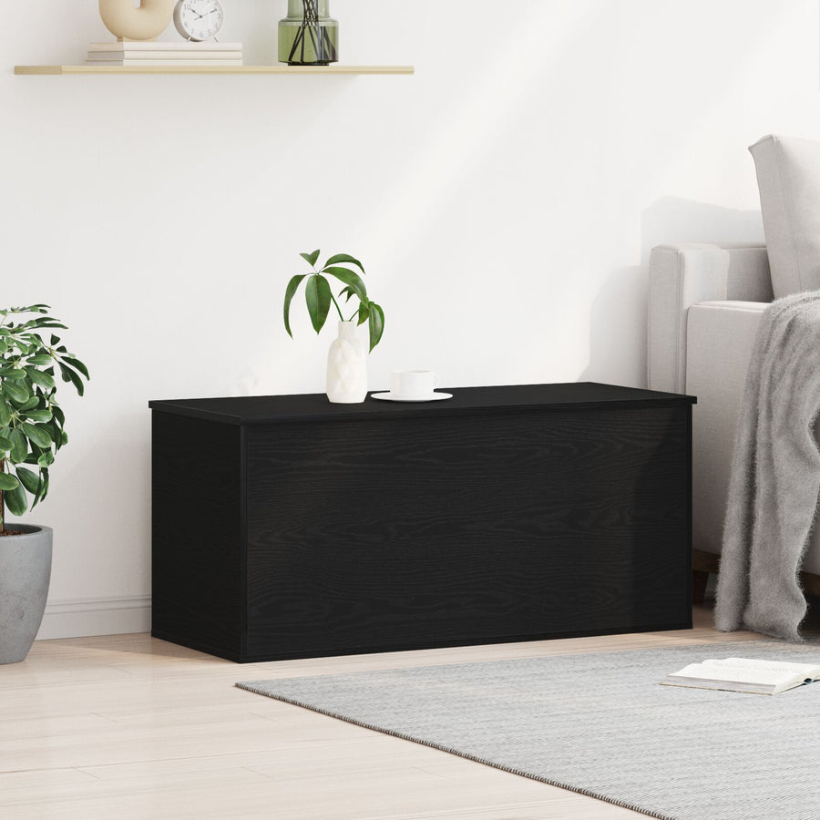 Opbergdoos Met Deksel Zwart Eiken 100X42X46 Cm Gelaagd Hout