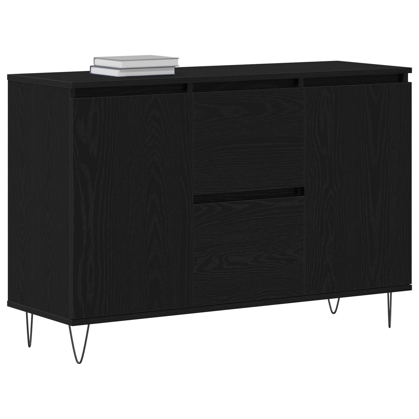 Dressoir Zwart Eiken 101,5X35X70 Cm Bewerkt Hout