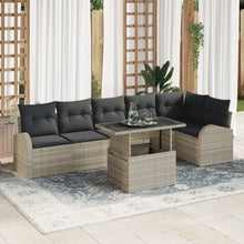 7-Delige Tuinbankset Met Kussens Lichtgrijs Poly Rattan
