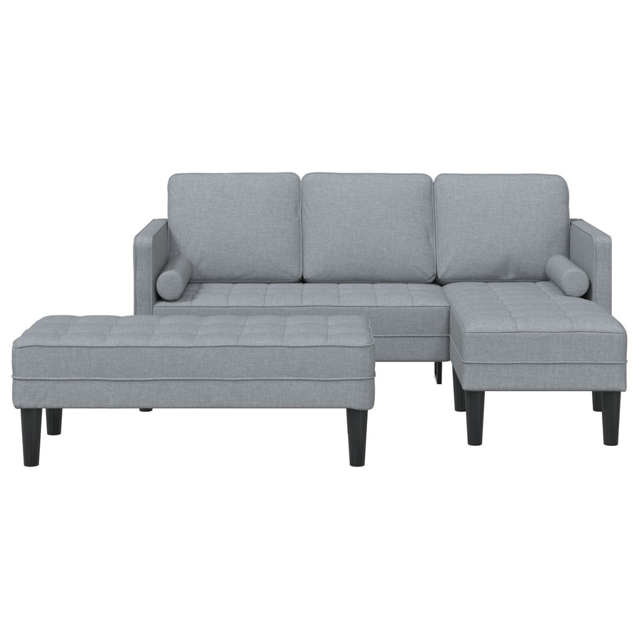 2 Delige Sofa Set Met Kussens Stof Licht grijs L-vormige sofa + bank