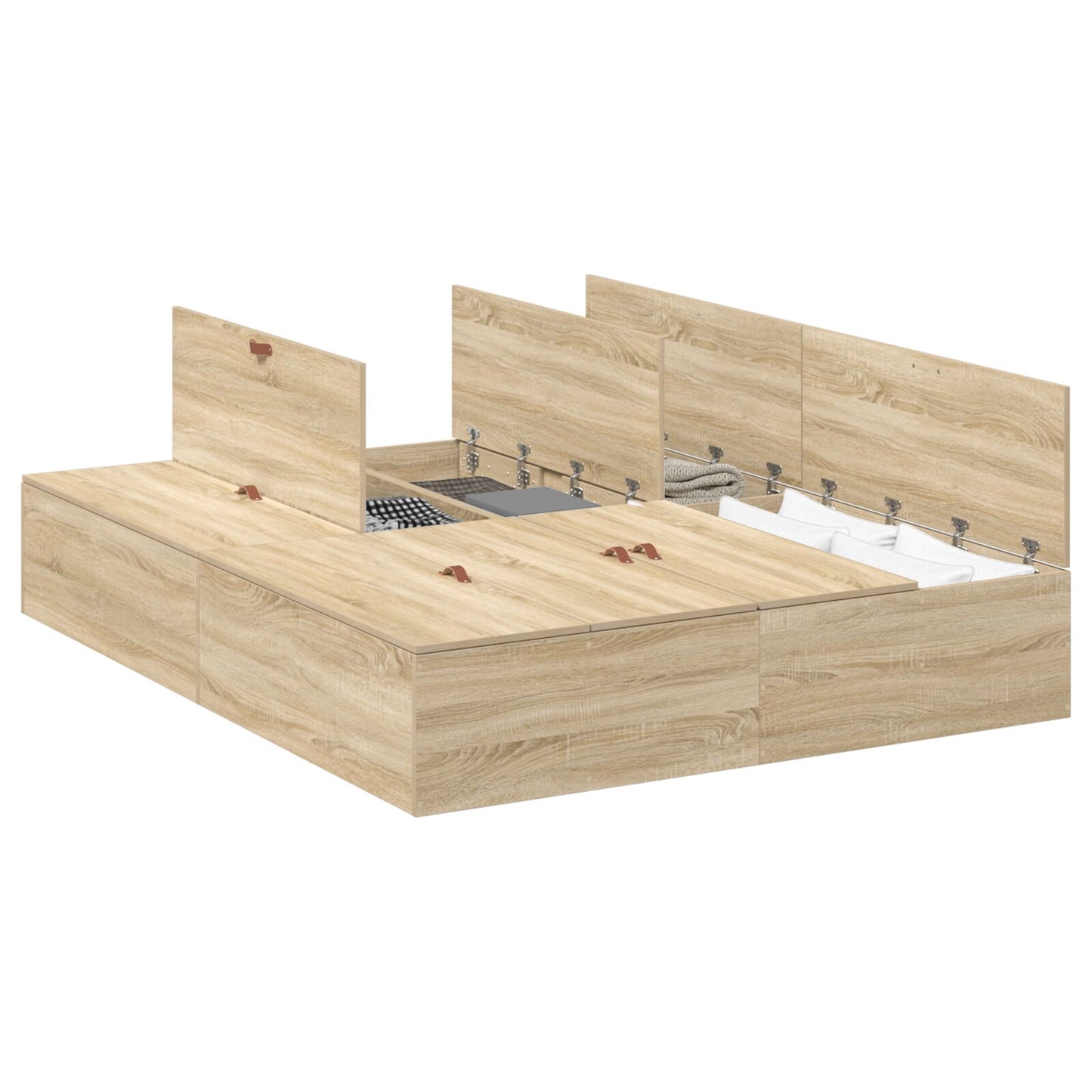 Bed Frame Bewerkt Hout Tweepersoons Duurzaam Sonoma Eiken 140 x 200 cm