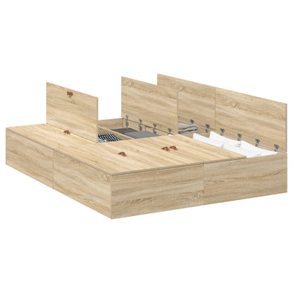 Bed Frame Bewerkt Hout Tweepersoons Duurzaam Sonoma Eiken 140 x 200 cm