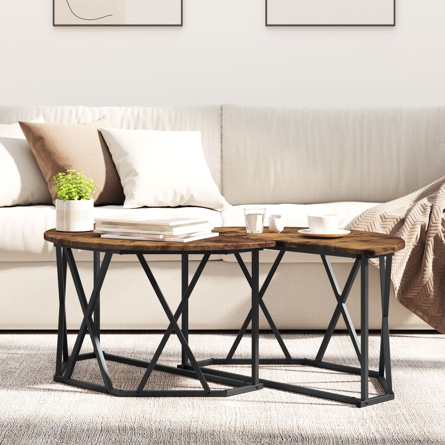 Salontafel 80X80X42 Cm Gelaagd Hout Gerookt eiken