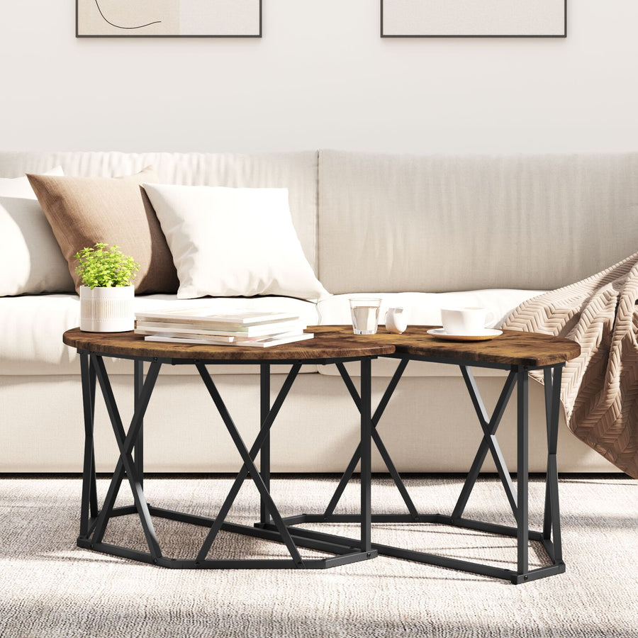 Salontafel 80X80X42 Cm Gelaagd Hout Gerookt eiken
