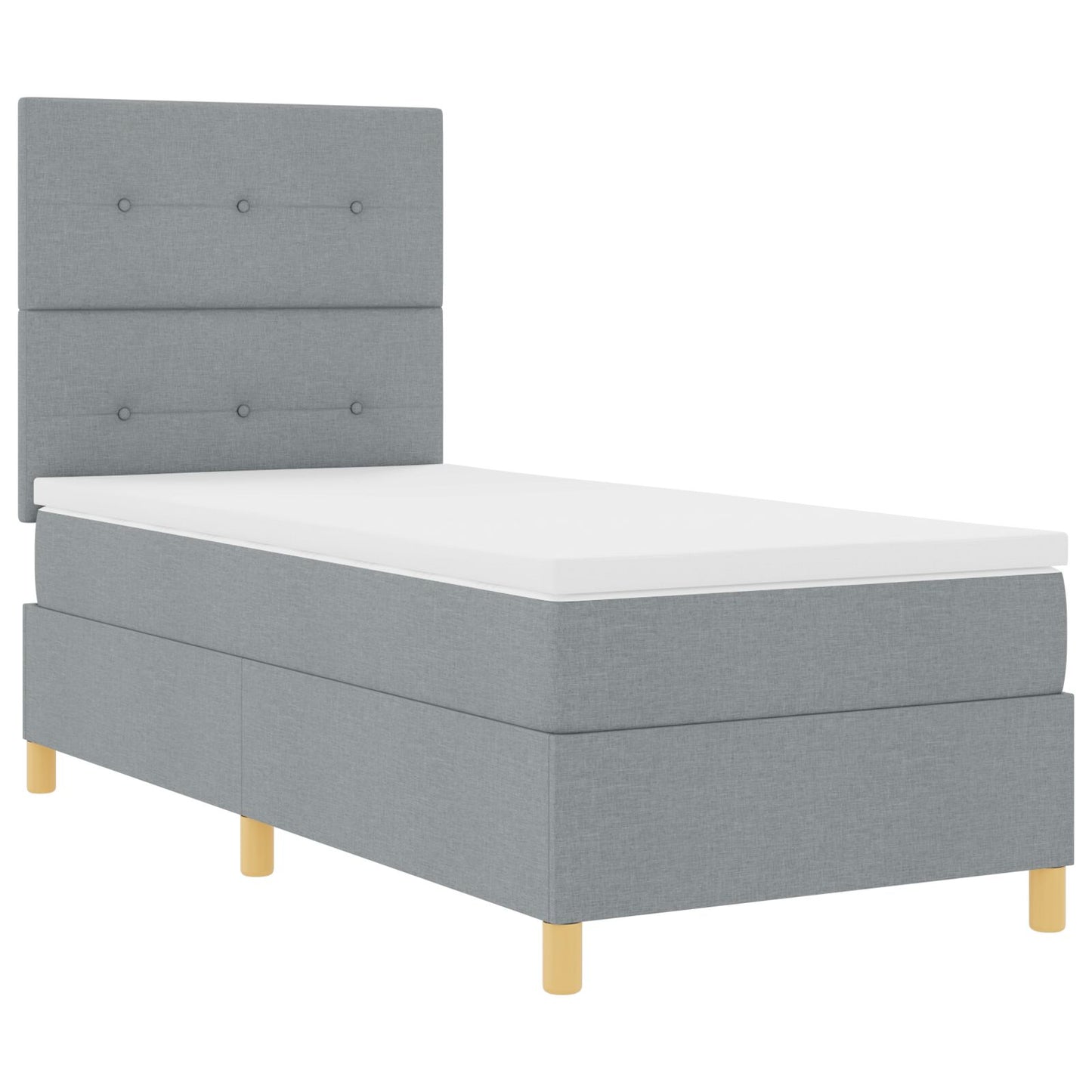 Boxspringbed Met Matras Lichtgrijs Eenpersoons Stof Blauw