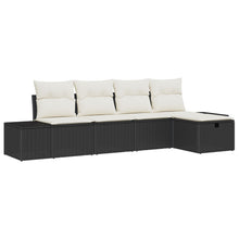 5-Delige Tuin Sofa Set Met Kussens Zwart Poly Riet Wit