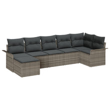 7-Delige Tuinsofa Set Met Kussens In Grijs Poly Rattan
