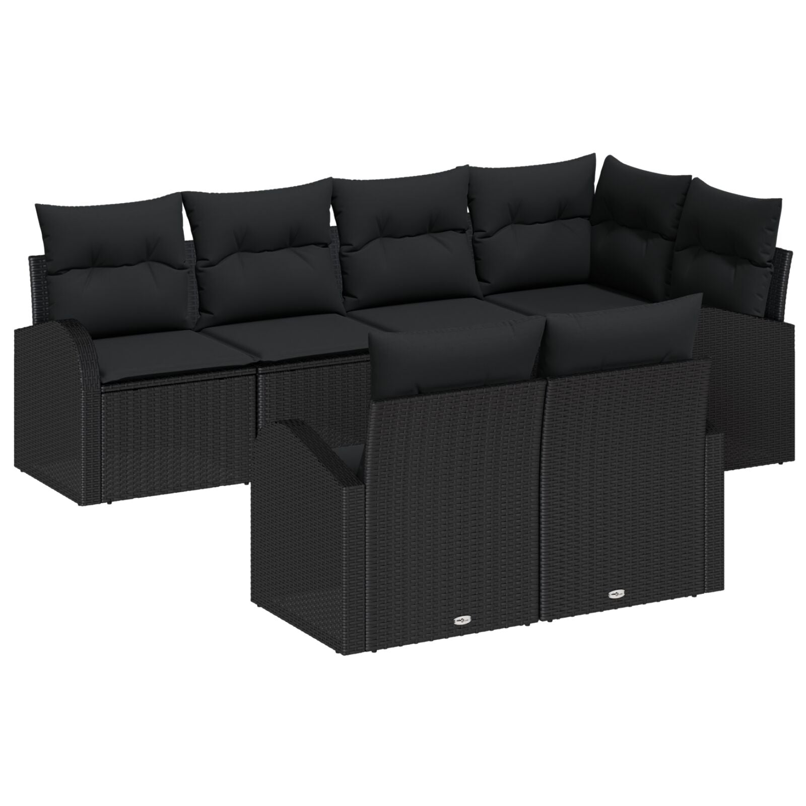 Tuin Sofa Set Set Van 7 Zwart Poly Rattan, Polyester Kussens