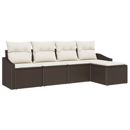 Tuin Sofa Set Set Van 5 Bruin Rattan Buiten Sectie Sofa Gegalvaniseerd Staal