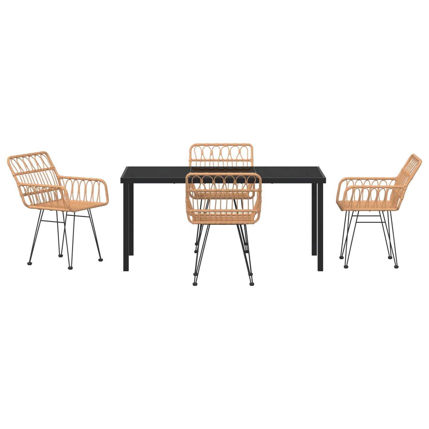 5-Delig Tuin Eetset Bruin Poly Rattan