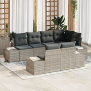 Tuinset poly rattan 7-delig lichtgrijs