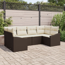 6-Delige Tuinsofa Set Met Kussens Bruin Poly Rattan