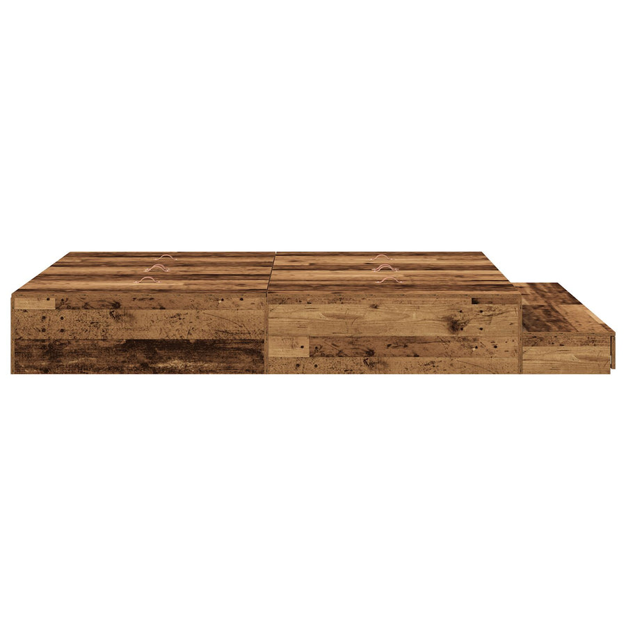 Opslagbedframe Bruin Gestructureerd Hout 135,5 X 190 X 31,5 Cm Artisanaal Eiken
