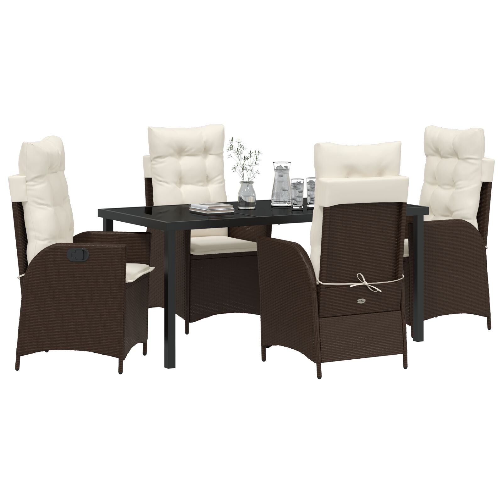 5 Delige Tuin Eetset Met Kussens Bruin Poly Rattan