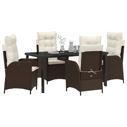 5 Delige Tuin Eetset Met Kussens Bruin Poly Rattan