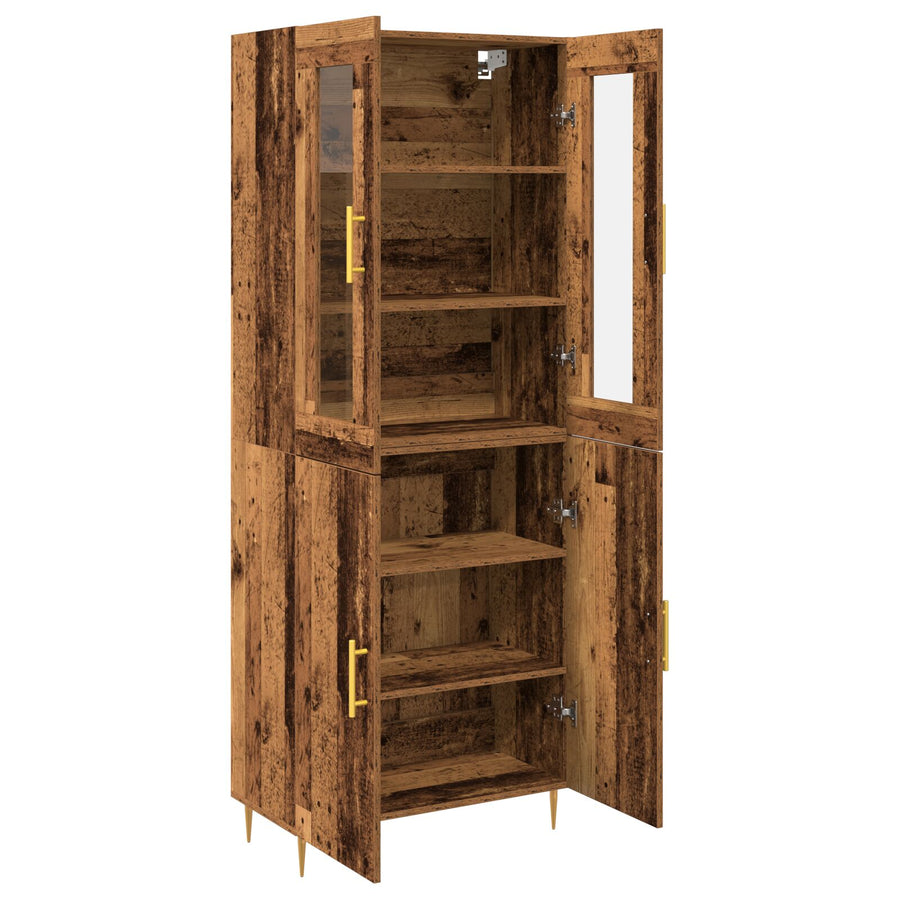 Hoogkast Oud Hout 69,5X34X180 Cm Kunststof Hout