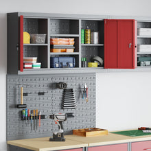 3-Delige Gereedschapskast En Pegboard Set Wandgemonteerd Rode Metaal
