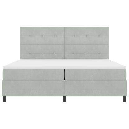 Boxspringbed Met Matras Lichtgrijs 200X200 Cm Velvet Blauw