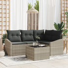 Loungeset poly rattan 5-delig lichtgrijs