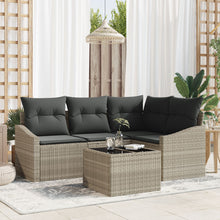 5-Delige Tuinsalonset Met Kussens Grijze Poly Rattan