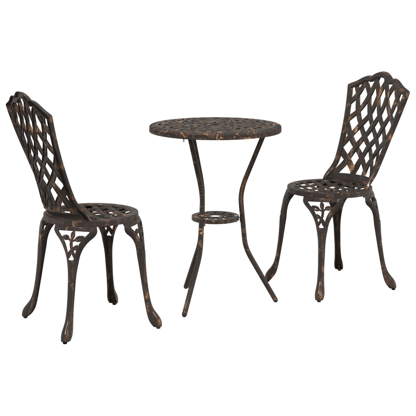 3-Delige Bistro Set Voor In De Tuin - Gietaluminium Brons