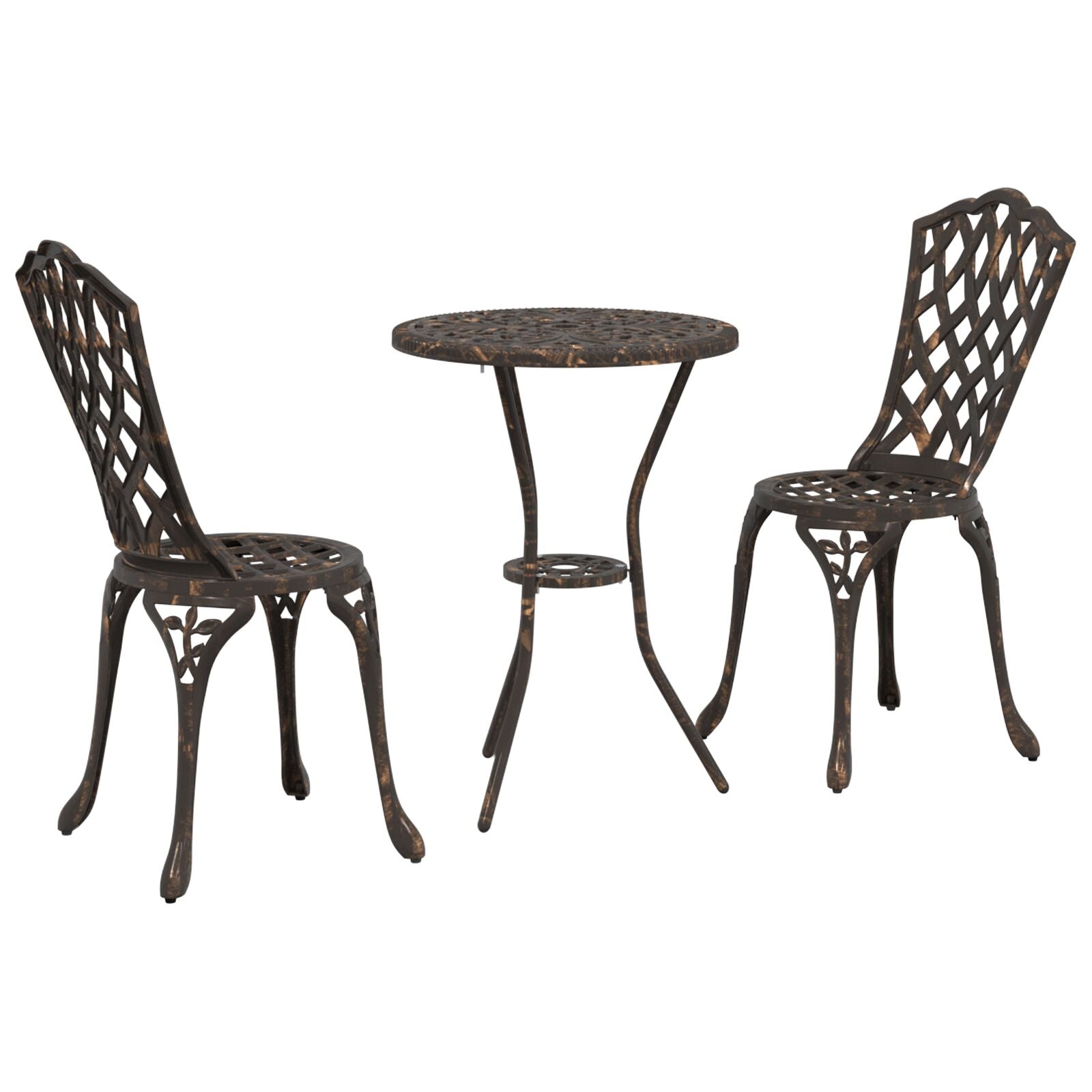 3-Delige Bistro Set Voor In De Tuin - Gietaluminium Brons