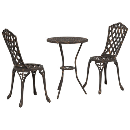 3-Delige Bistro Set Voor In De Tuin - Gietaluminium Brons