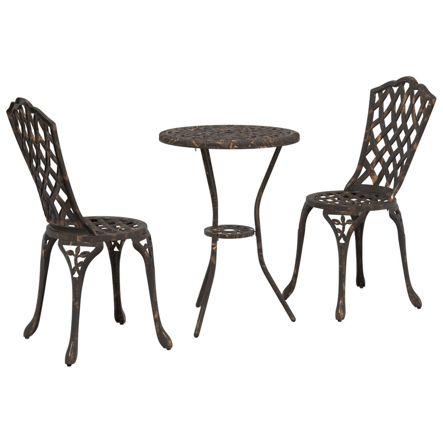 3-Delige Bistro Set Voor In De Tuin - Gietaluminium Brons