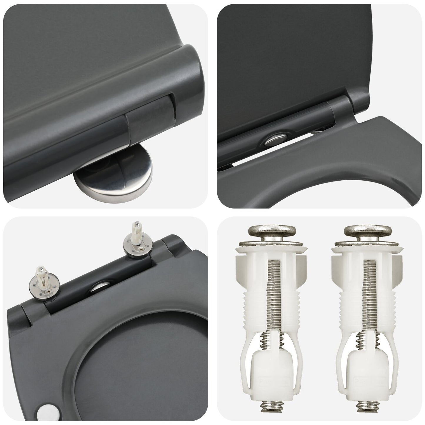 Quick Release Toiletbril Met Soft Close Duroplast Anthraciet