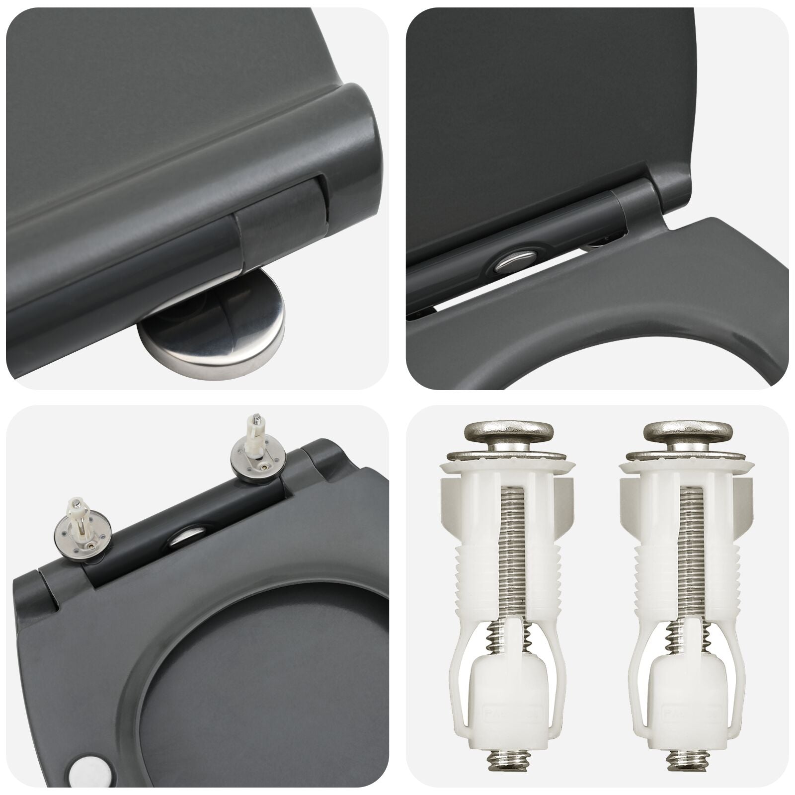 Quick Release Toiletbril Met Soft Close Duroplast Anthraciet