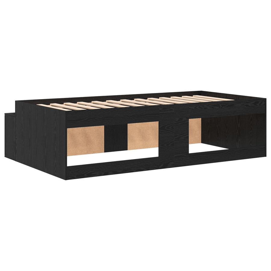 Opslagbedframe Zwart Eiken 80X200 Cm