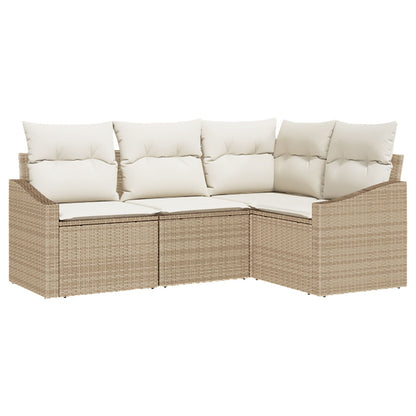Tuin Sofa Set Set Van 4 Beige Pe Rattan Tuin Hoekbank