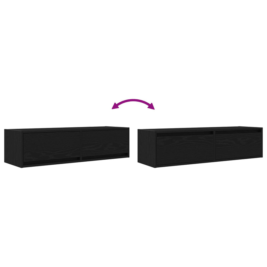 Tv-Meubel Zwart Eiken 100X31X25,5 Cm Bewerkt Hout