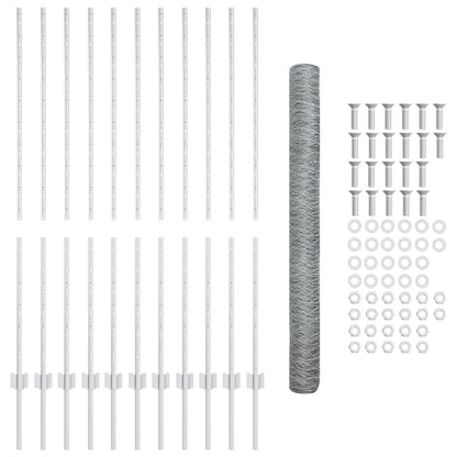 Omheining Palen 22 St U-Channel 140 Cm Gegalvaniseerd Staal,  Zeshoekige Omheining 1.4X25 M Gegalvaniseerd Staal