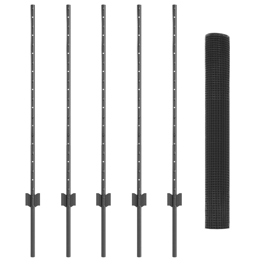 Kipdraadafscheiding Set Set Van 2 Grijs Metaal 10 X 1 M Omheining