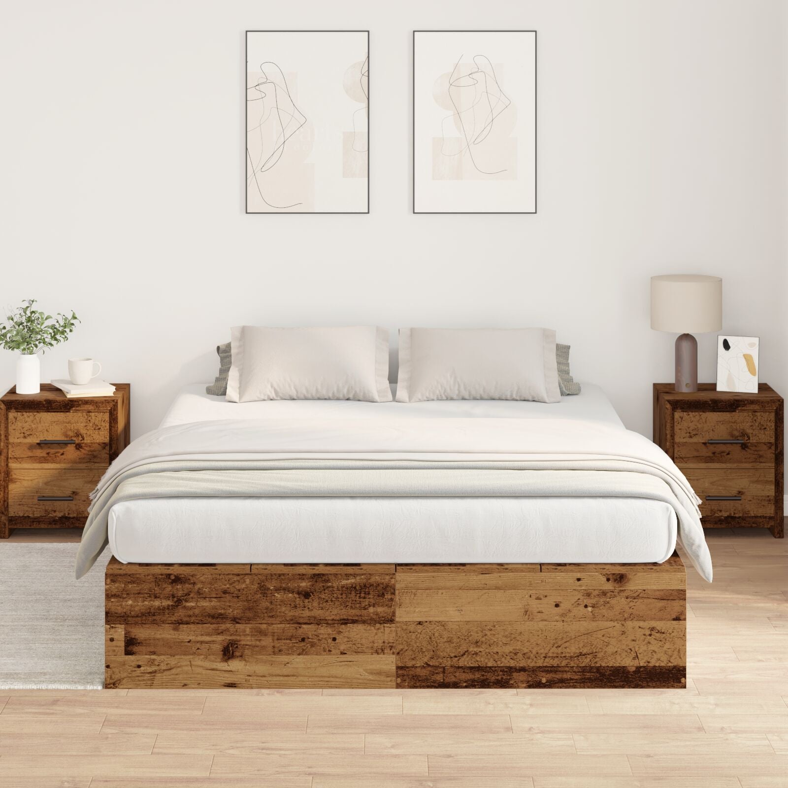 Opbergbedframe Oud Hout Oude Hout 150 x 200 cm