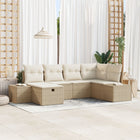 Garden Sofa Set with cushions 6 pcs Beige poly rattan